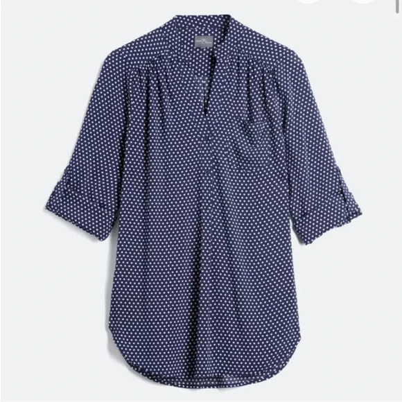 Market & Spruce Colibri Polka Dot Print Blouse, Navy Size S - Picture 3 of 9
